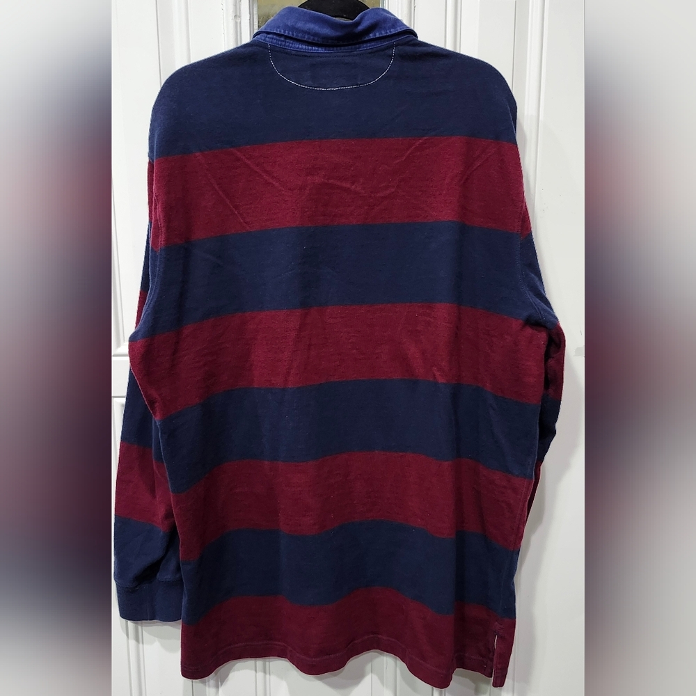 Polo Ralph Lauren New York 1967 rugby wine and navy Striped Shirt Men's XL - Picture 5 of 6